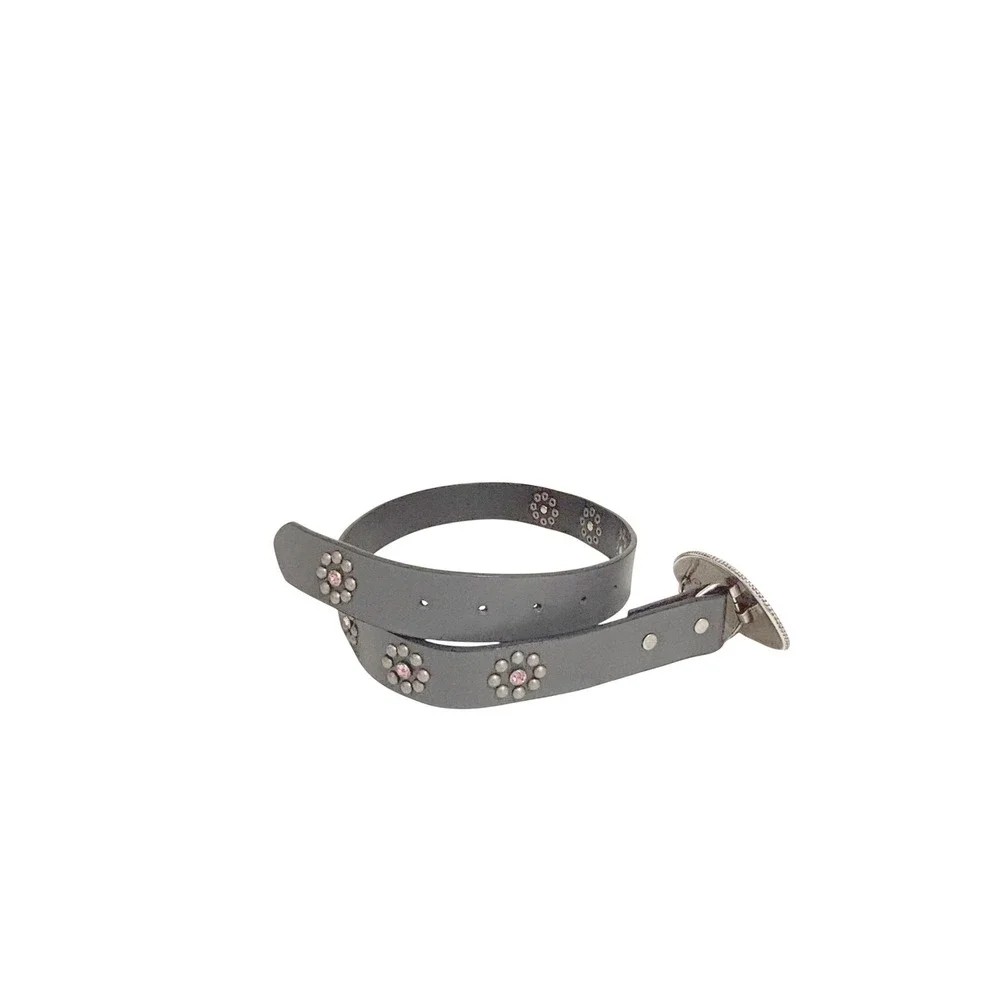 Nocona Brown Leather COWGIRL Studded Belt Pink Rhinestone Size‎ 28 - S8